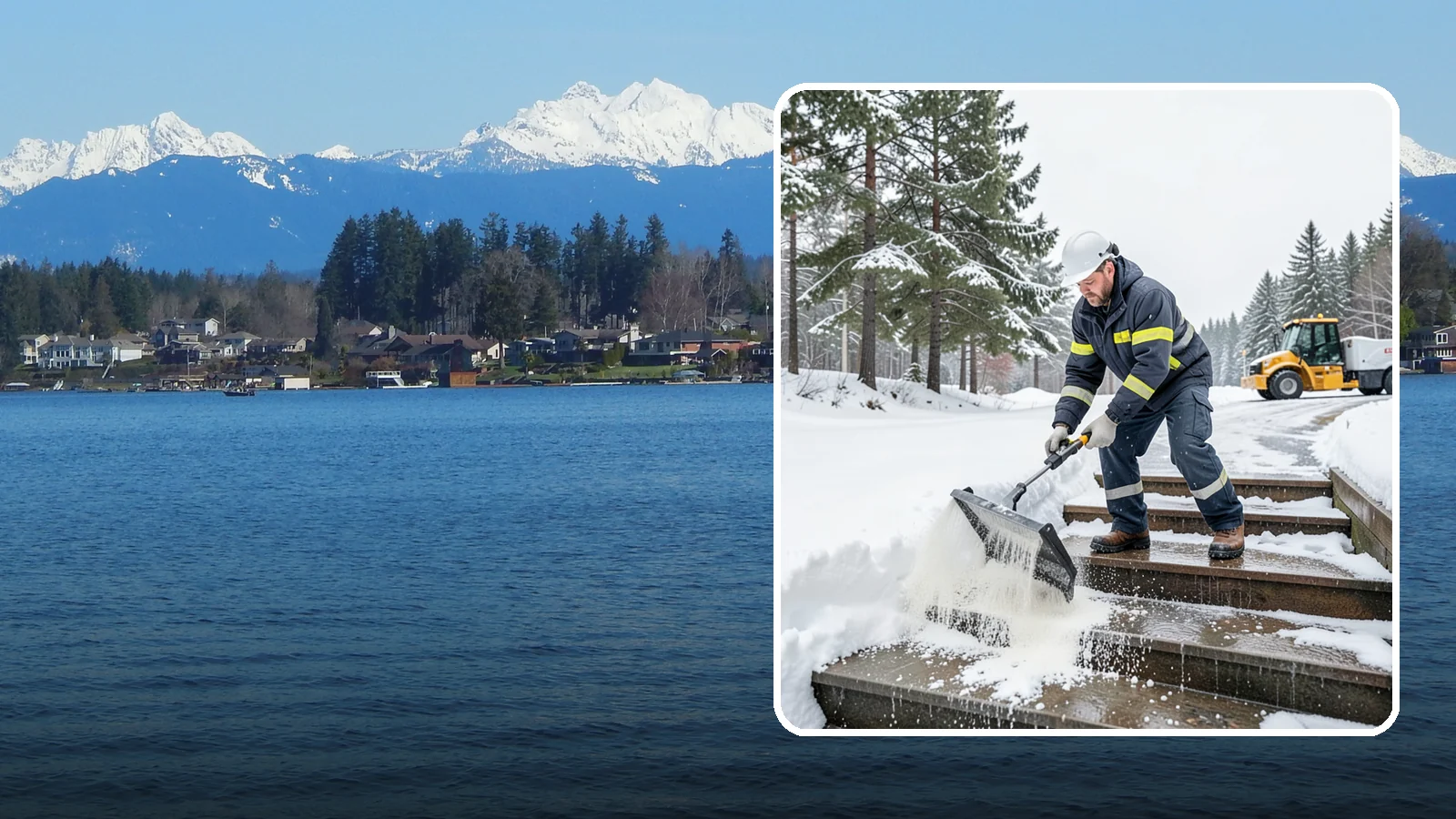 Stair Deicing in Lake Stevens, Snohomish County, WA - We treat exterior stairs with the right deicer to stop ice from forming on treads and landings.