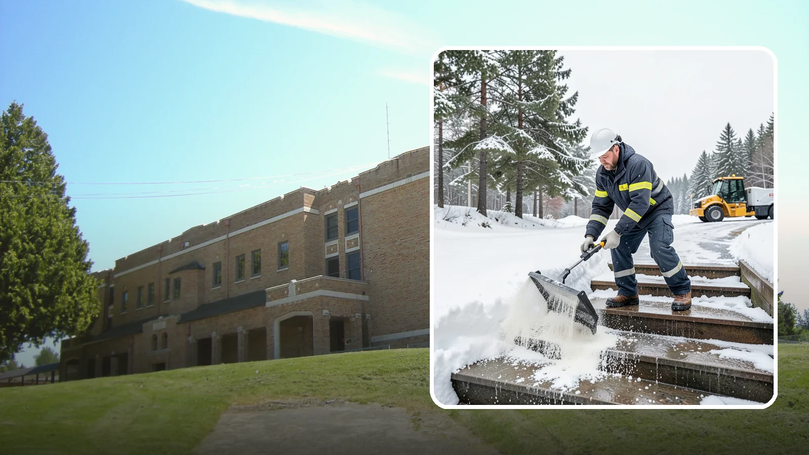 Stair Deicing in Maple Valley, King County, WA - We treat exterior stairs with the right deicer to stop ice from forming on treads and landings.
