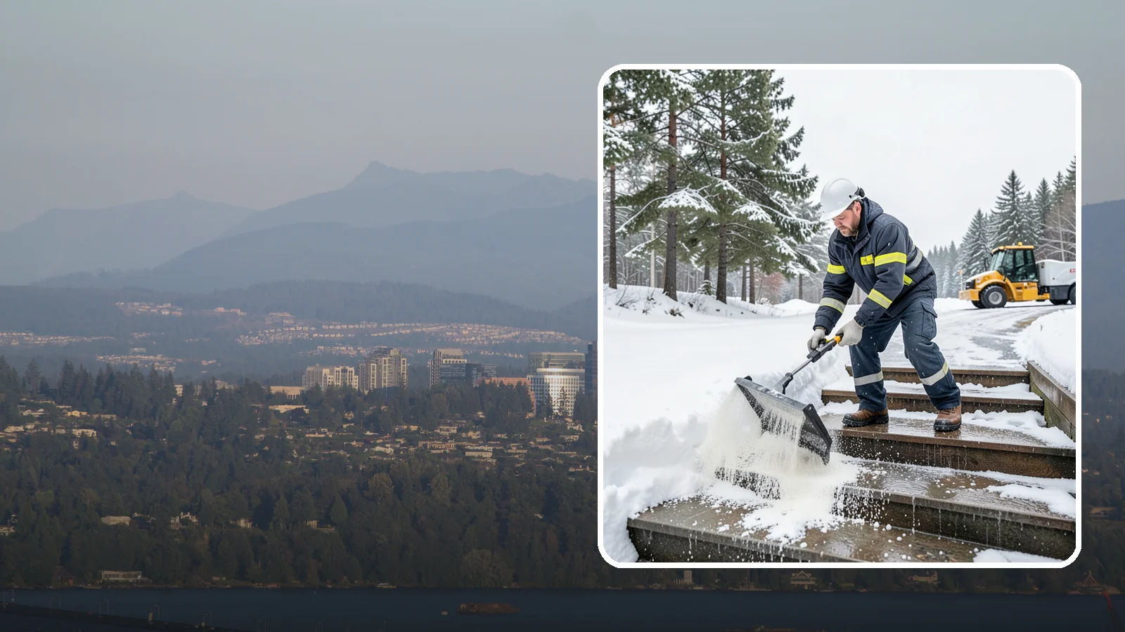 Stair Deicing in Medina, King County, WA - We treat exterior stairs with the right deicer to stop ice from forming on treads and landings.