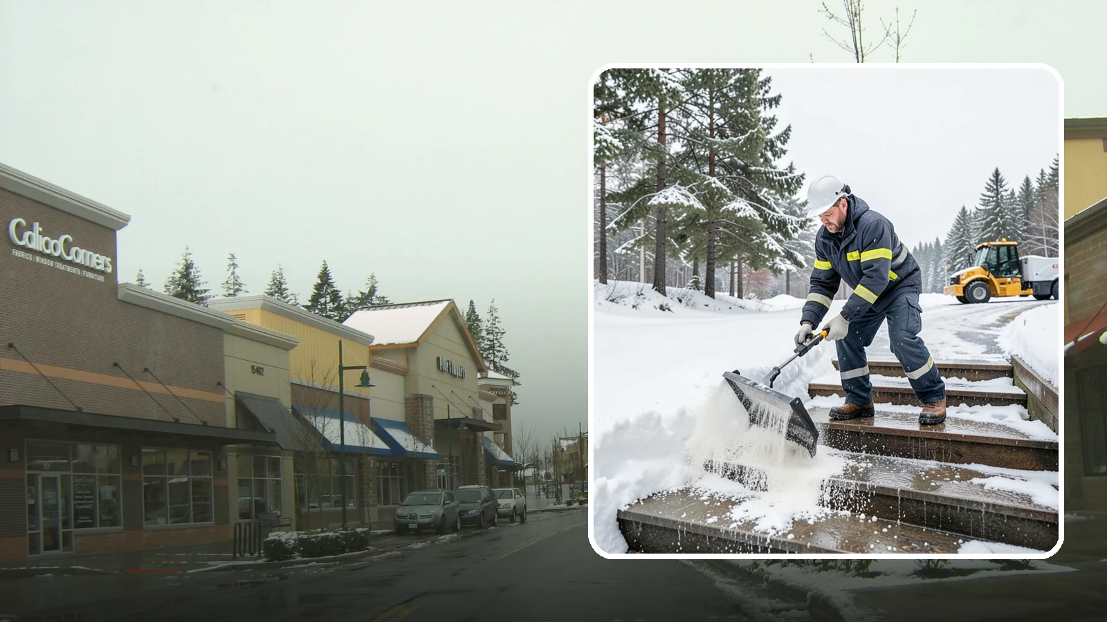 Stair Deicing in Mill Creek, Snohomish County, WA - We treat exterior stairs with the right deicer to stop ice from forming on treads and landings.