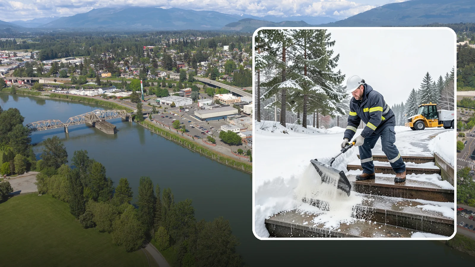Stair Deicing in Mount Vernon, Skagit County, WA - We treat exterior stairs with the right deicer to stop ice from forming on treads and landings.