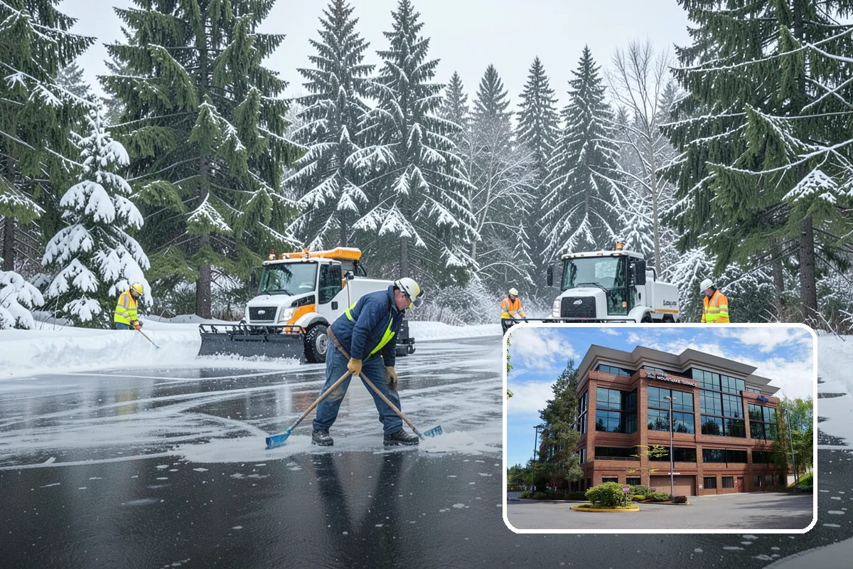 Stair Deicing in Mountlake Terrace, Snohomish County, WA - Stops invisible refreeze from forming on treads
