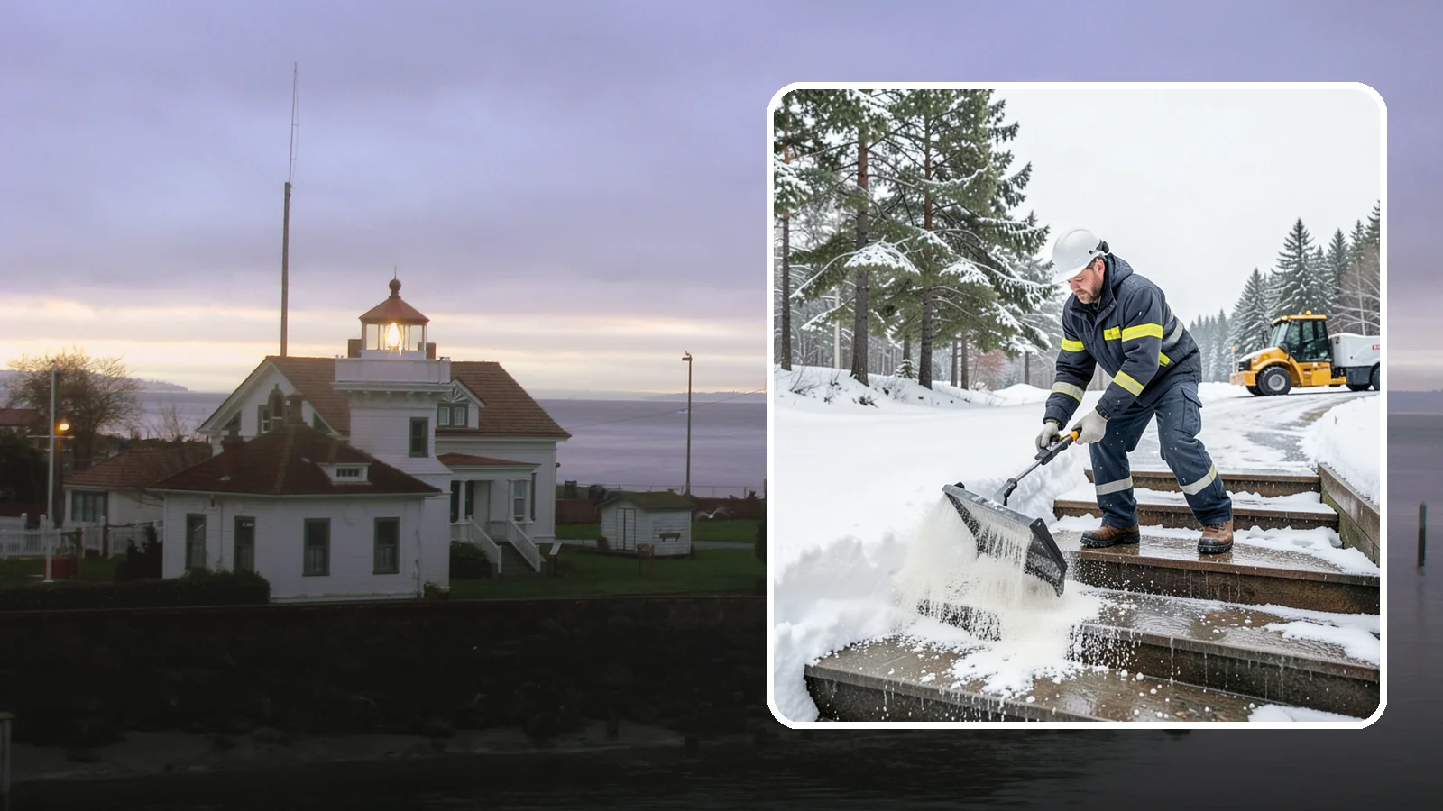 Stair Deicing in Mukilteo, Snohomish County, WA - We treat exterior stairs with the right deicer to stop ice from forming on treads and landings.