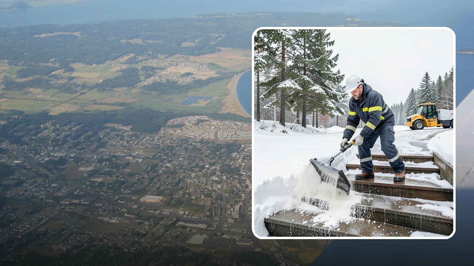 Stair Deicing in Oak Harbor, Island County, WA - We treat exterior stairs with the right deicer to stop ice from forming on treads and landings.