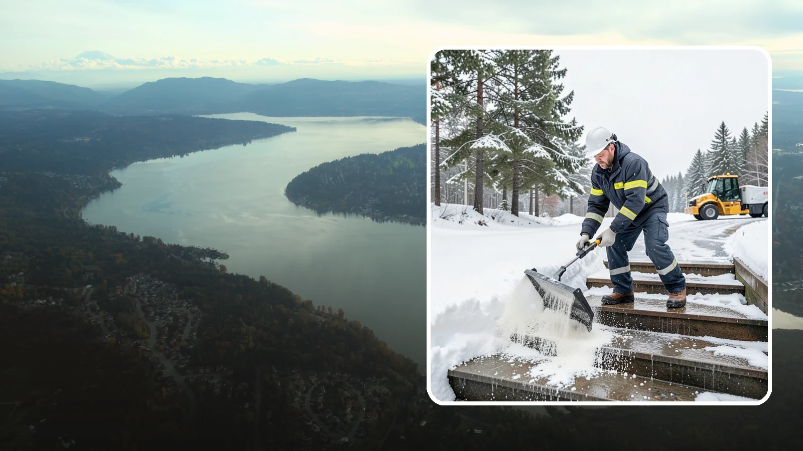 Stair Deicing in Sammamish, King County, WA - We treat exterior stairs with the right deicer to stop ice from forming on treads and landings.