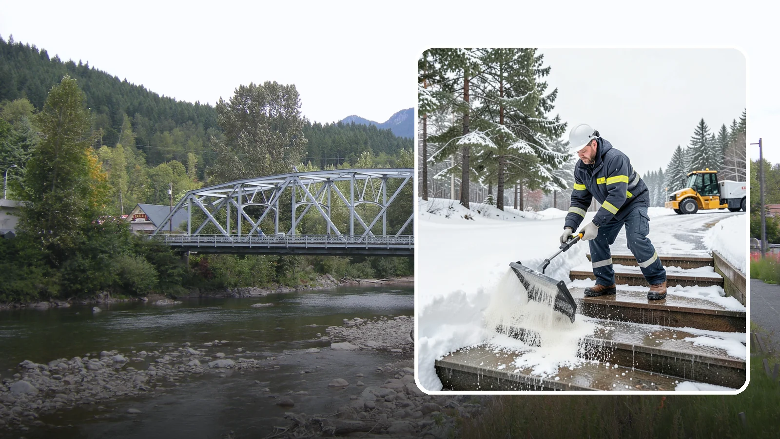 Stair Deicing in Skykomish, King County, WA - We treat exterior stairs with the right deicer to stop ice from forming on treads and landings.