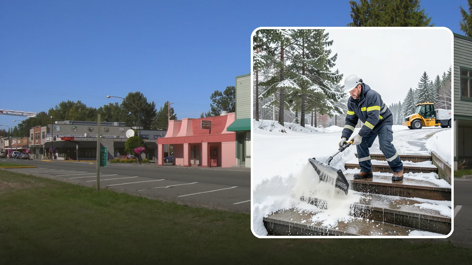 Stair Deicing in Snoqualmie, King County, WA - We treat exterior stairs with the right deicer to stop ice from forming on treads and landings.