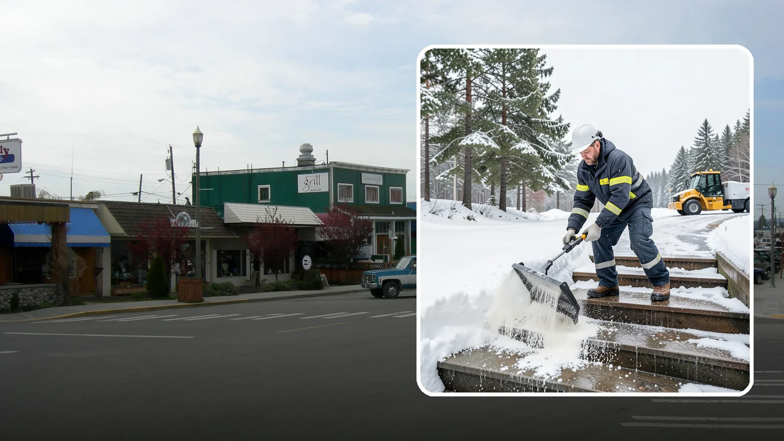 Stair Deicing in Stanwood, Snohomish County, WA - We treat exterior stairs with the right deicer to stop ice from forming on treads and landings.