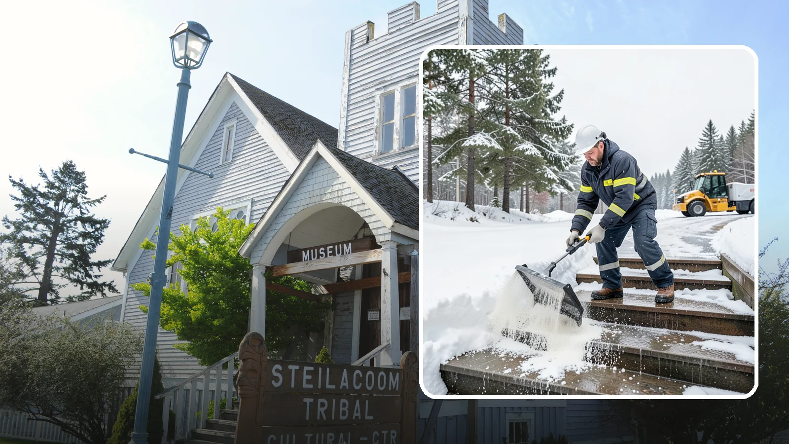 Stair Deicing in Steilacoom, Pierce County, WA - We treat exterior stairs with the right deicer to stop ice from forming on treads and landings.