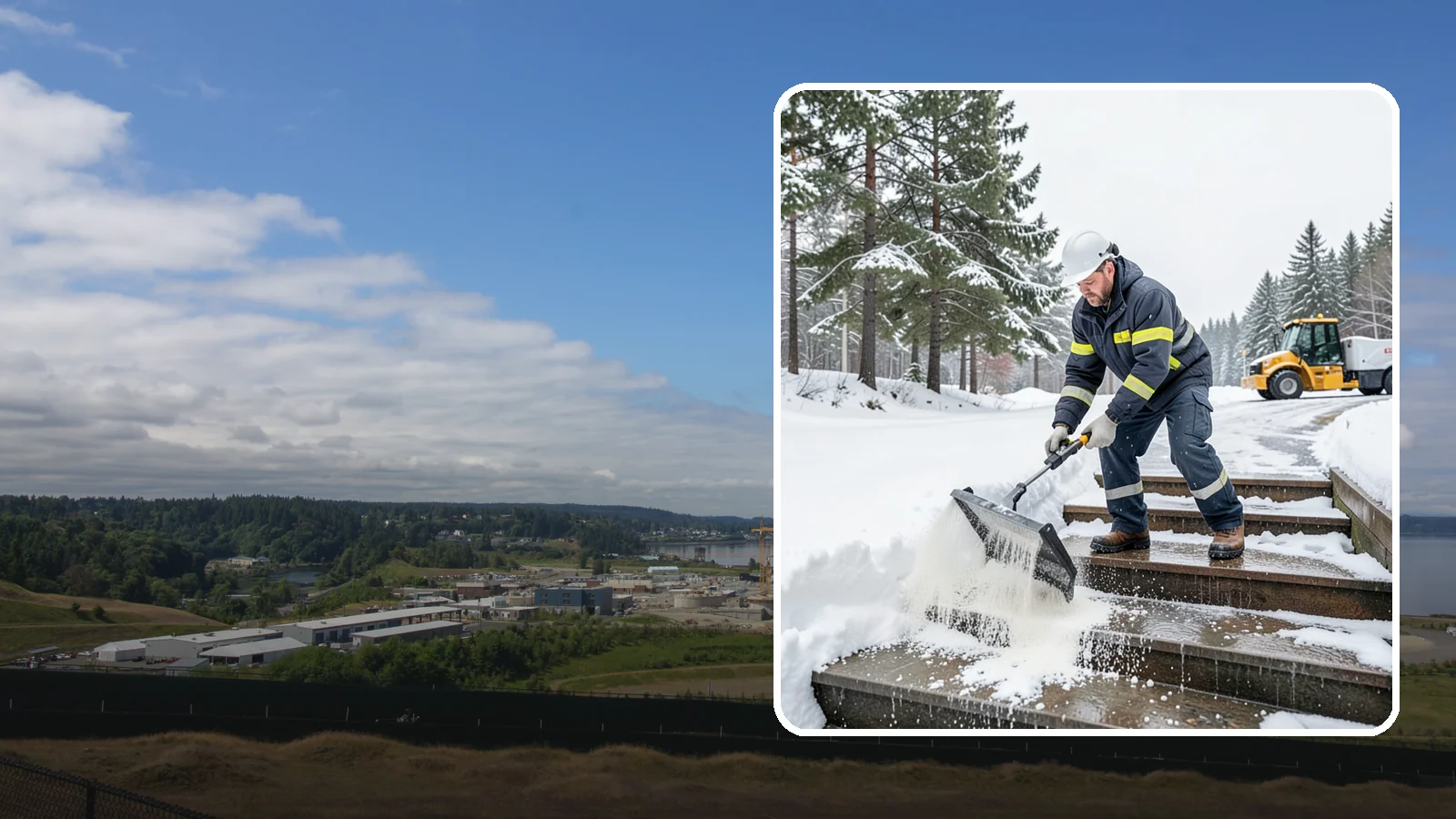 Stair Deicing in University Place, Pierce County, WA - We treat exterior stairs with the right deicer to stop ice from forming on treads and landings.