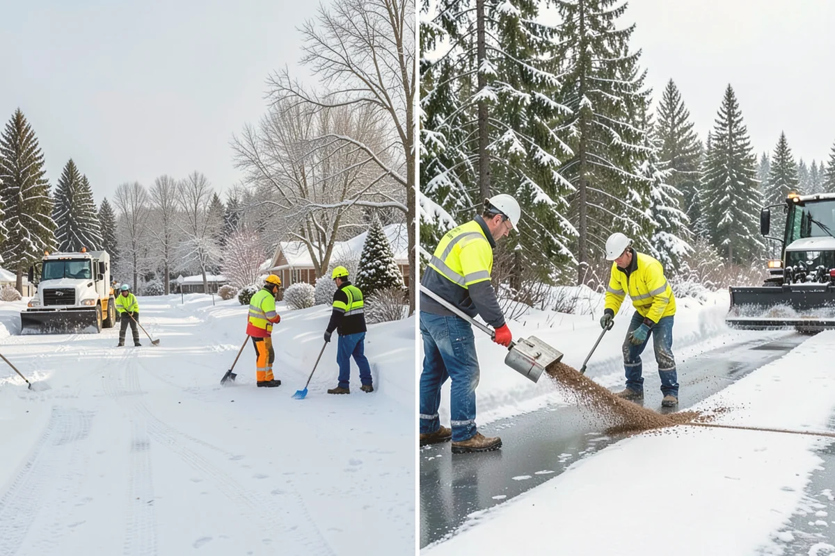 Stair Snow Removal in Algona, King County, WA - Clear the top landing to create safe standing room