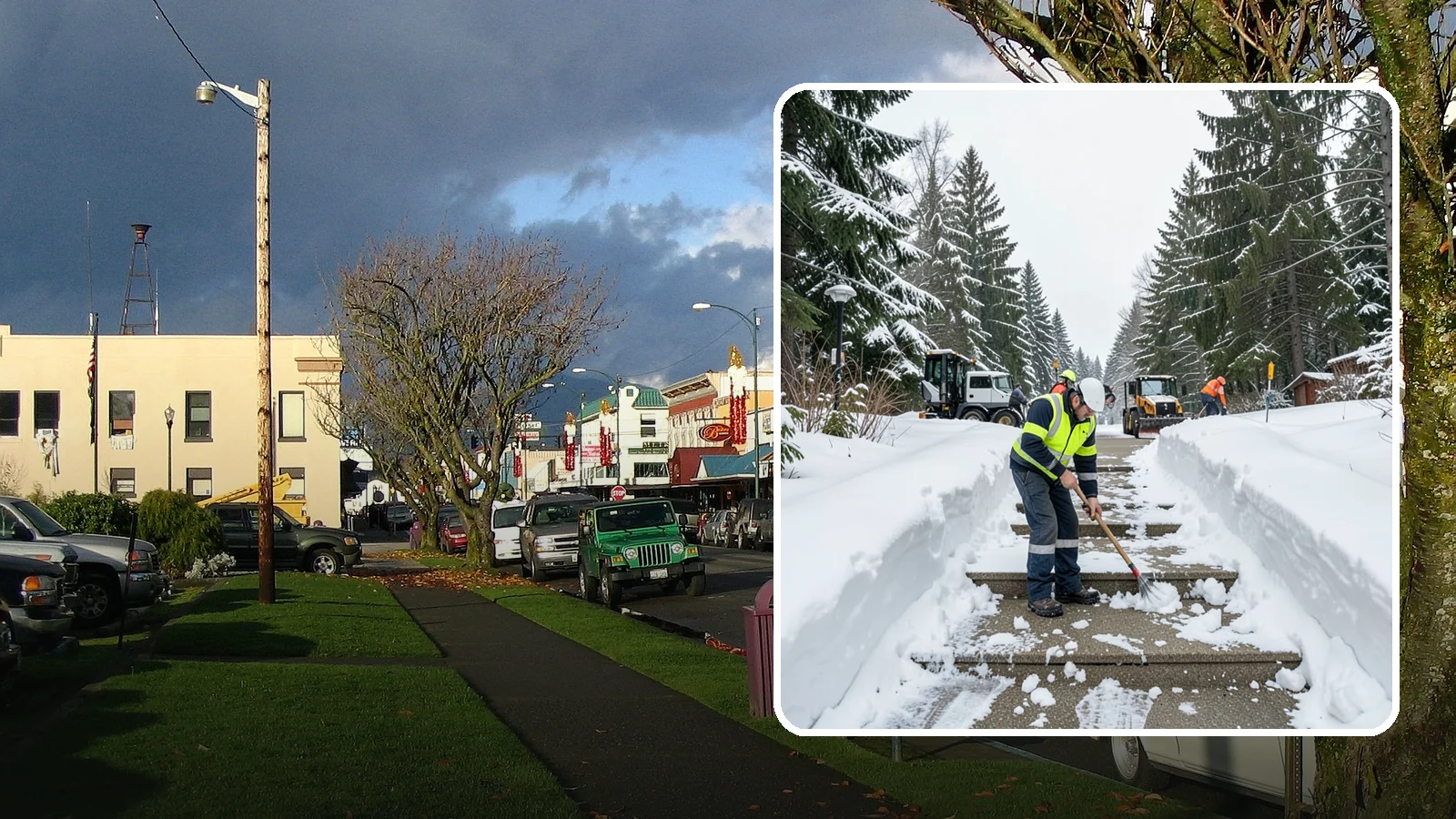 Stair Snow Removal in Arlington, Snohomish County, WA - We clear exterior stairs tread by tread so every step is safe underfoot after a snowfall.