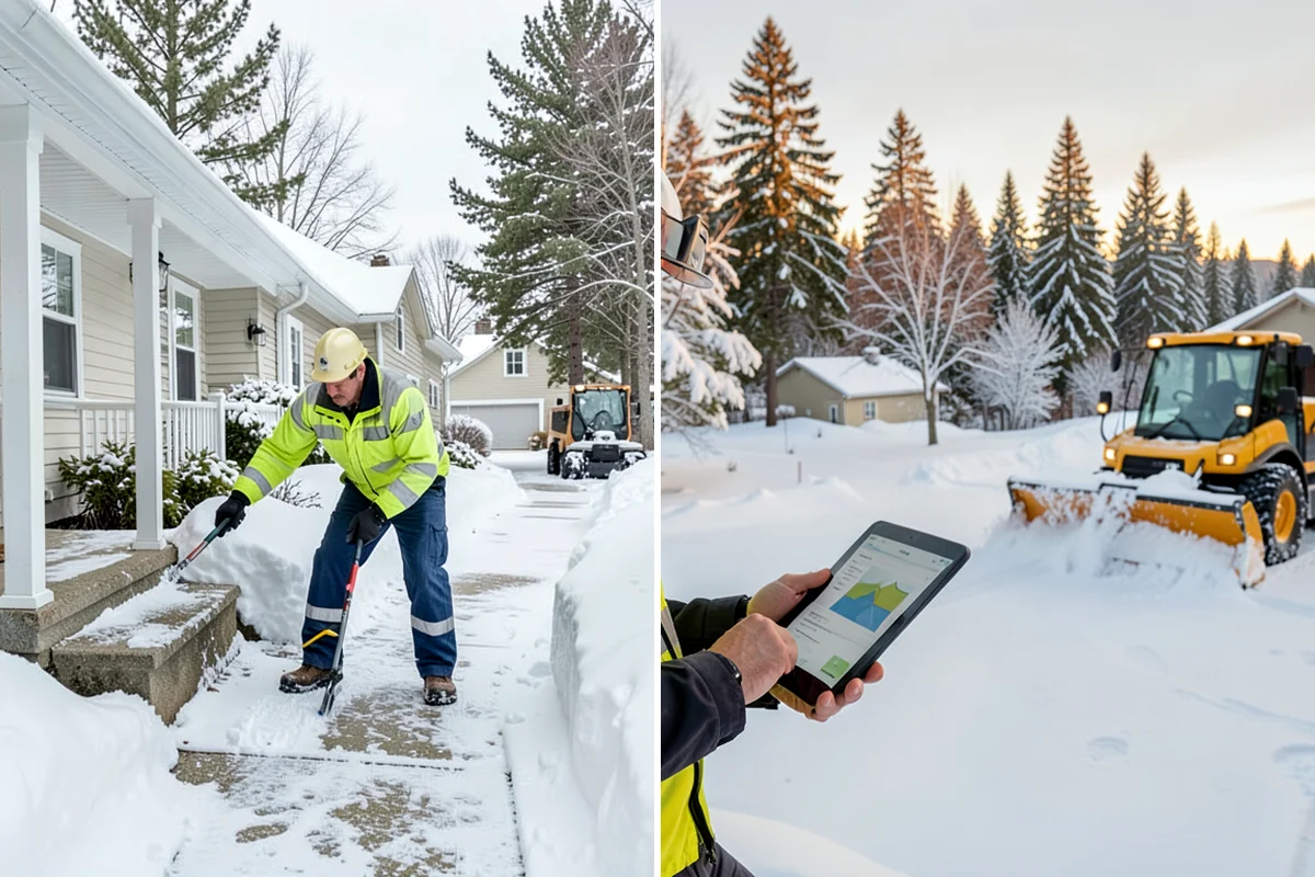 Stair Snow Removal in Arlington, Snohomish County, WA - Clear the top landing to create safe standing room