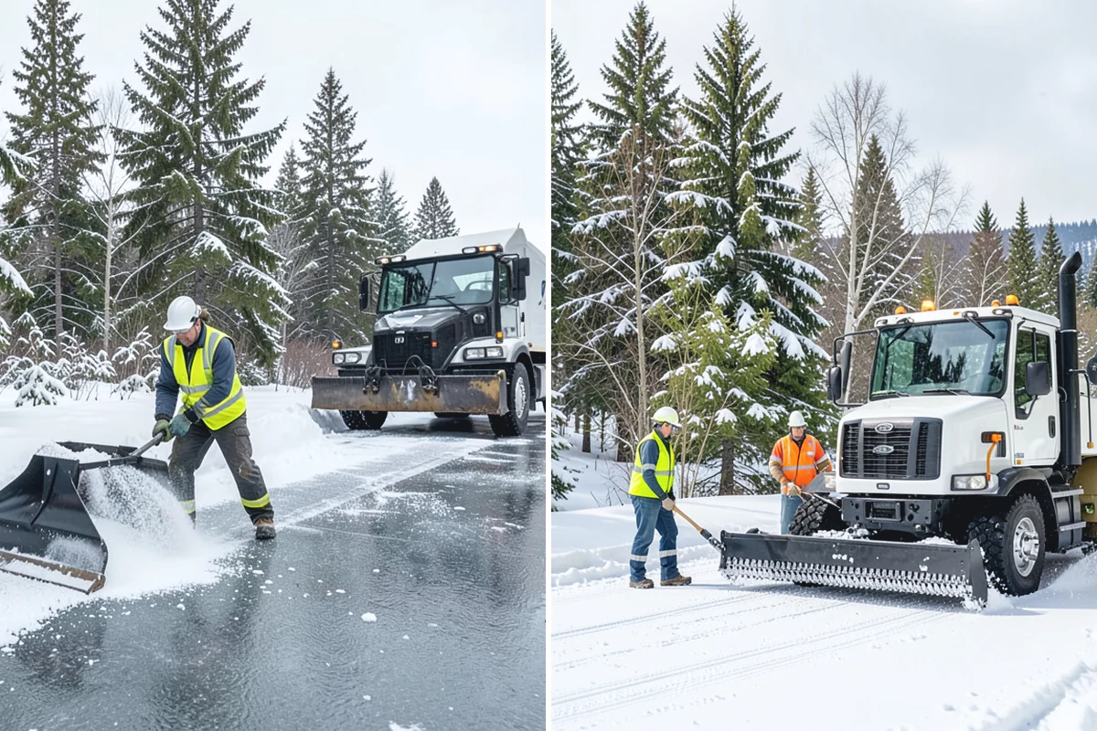 Stair Snow Removal in Auburn, King County, WA - Clear the top landing to create safe standing room