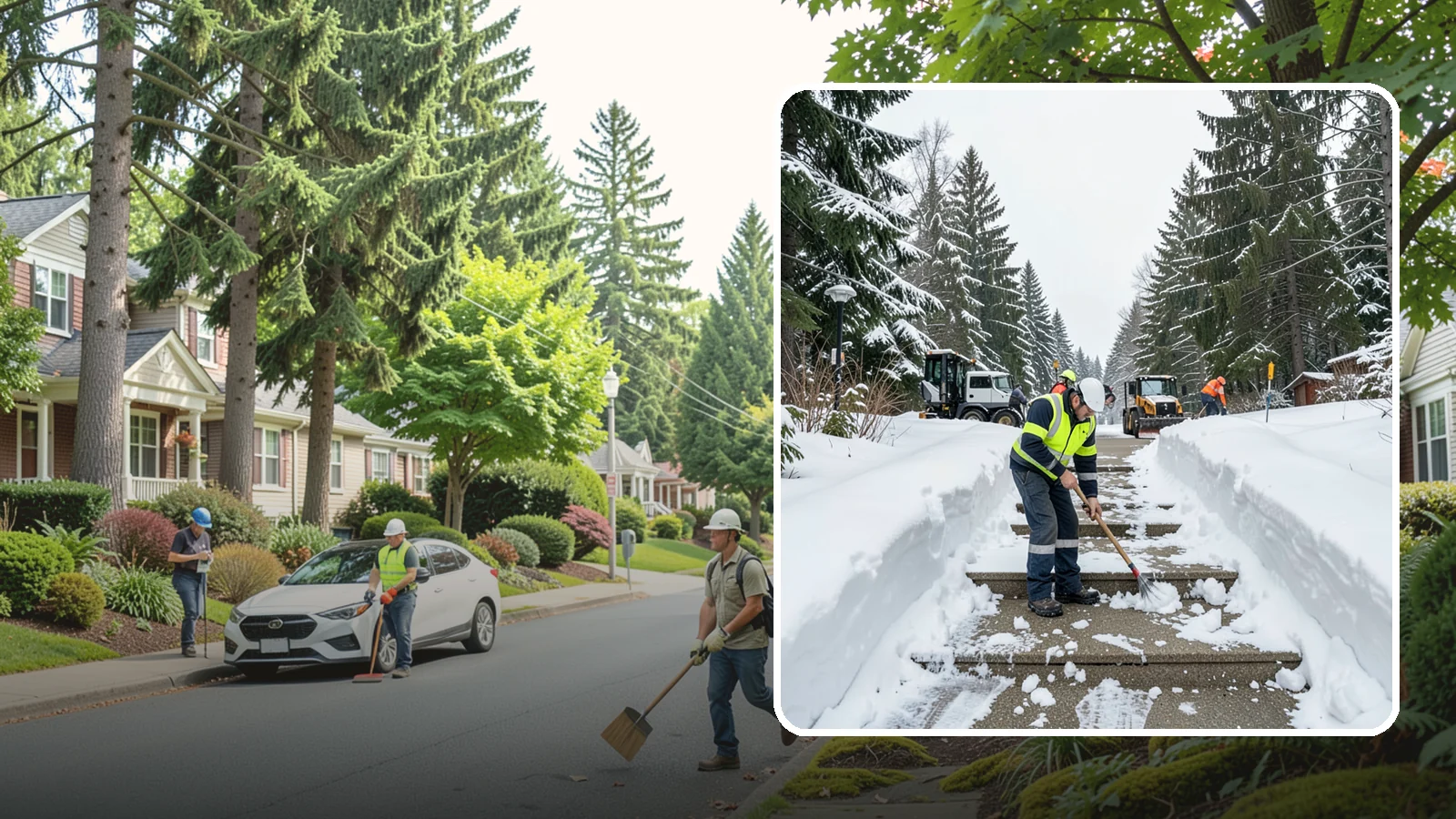 Stair Snow Removal in Beaux Arts Village, King County, WA - We clear exterior stairs tread by tread so every step is safe underfoot after a snowfall.