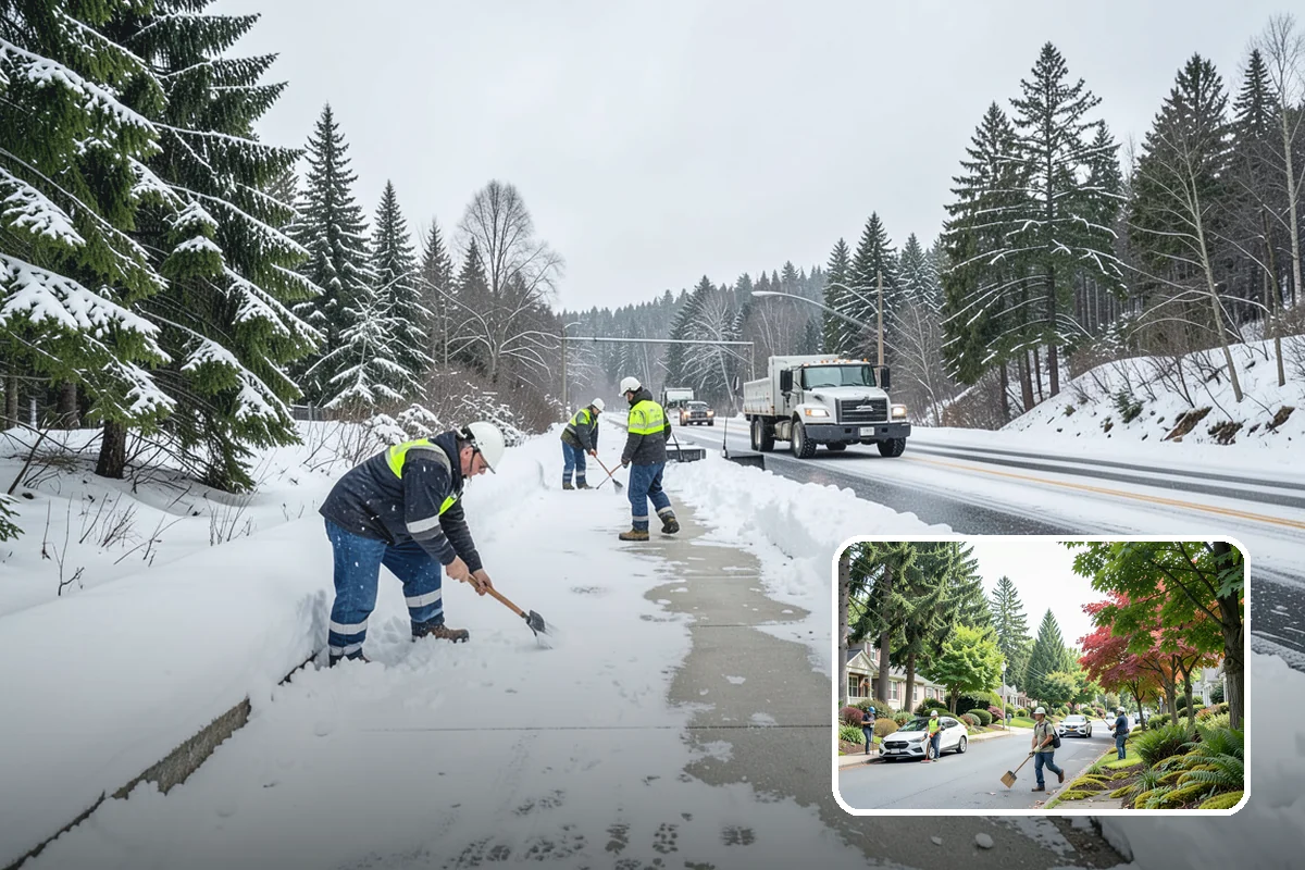 Stair Snow Removal in Beaux Arts Village, King County, WA - Exposes every step edge for confident footing