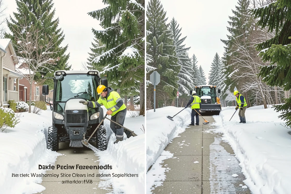 Stair Snow Removal in Bellevue, King County, WA - Clear the top landing to create safe standing room
