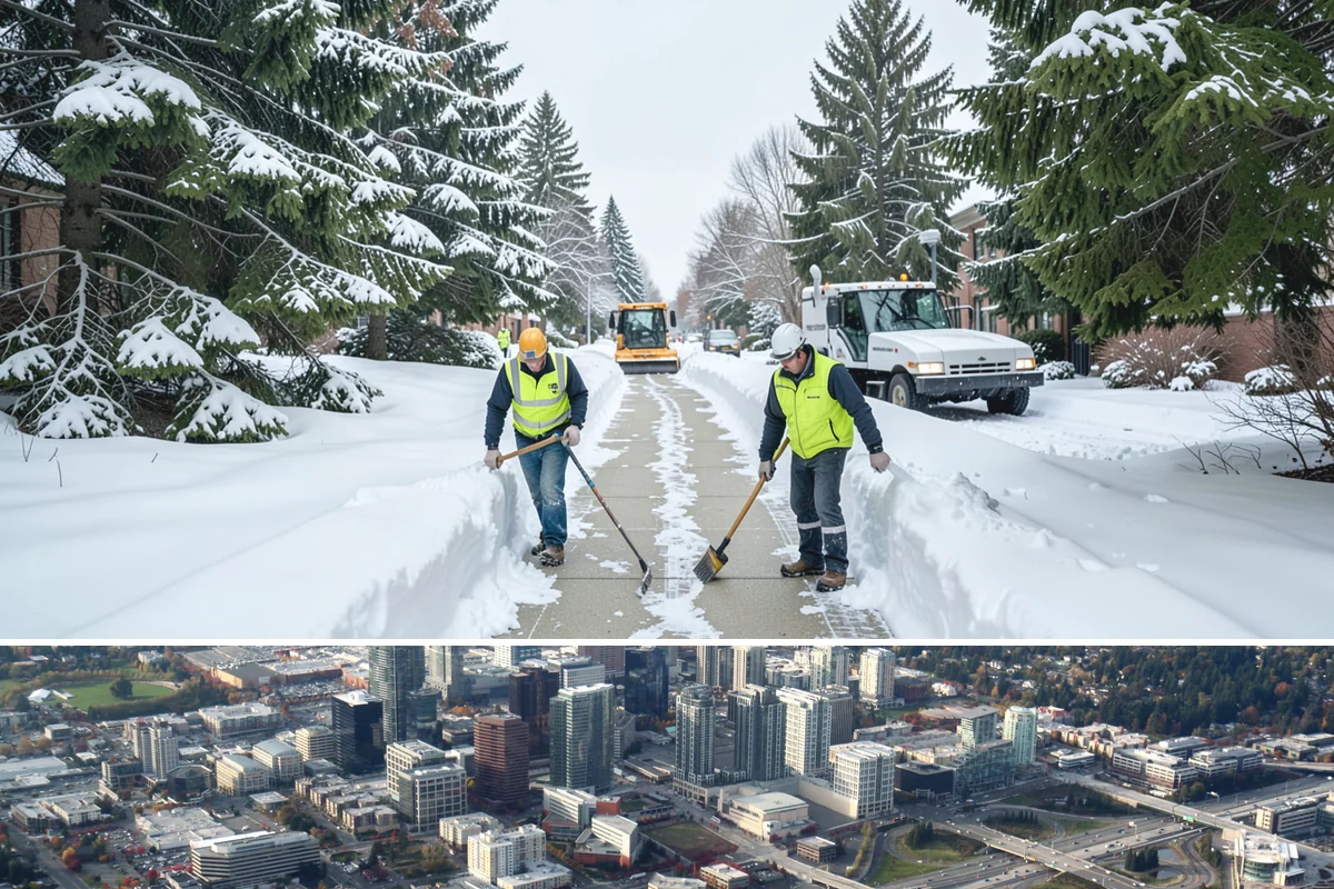 Stair Snow Removal in Bellevue, King County, WA - Stairs demand clearing from the first snowfall through late-winter mornings when melt refreezes into invisible glaze on each...