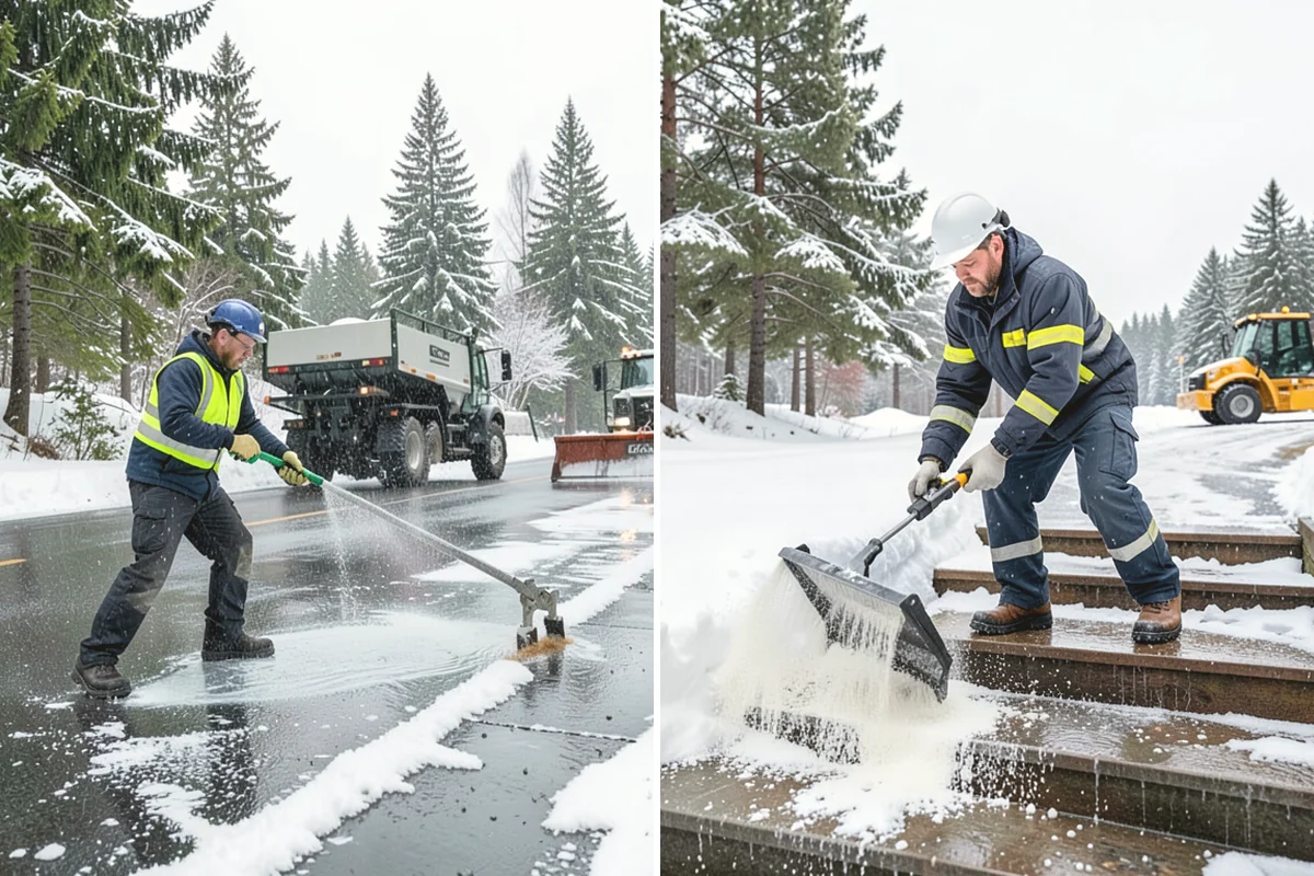 Stair Snow Removal in Black Diamond, King County, WA - Clear the top landing to create safe standing room