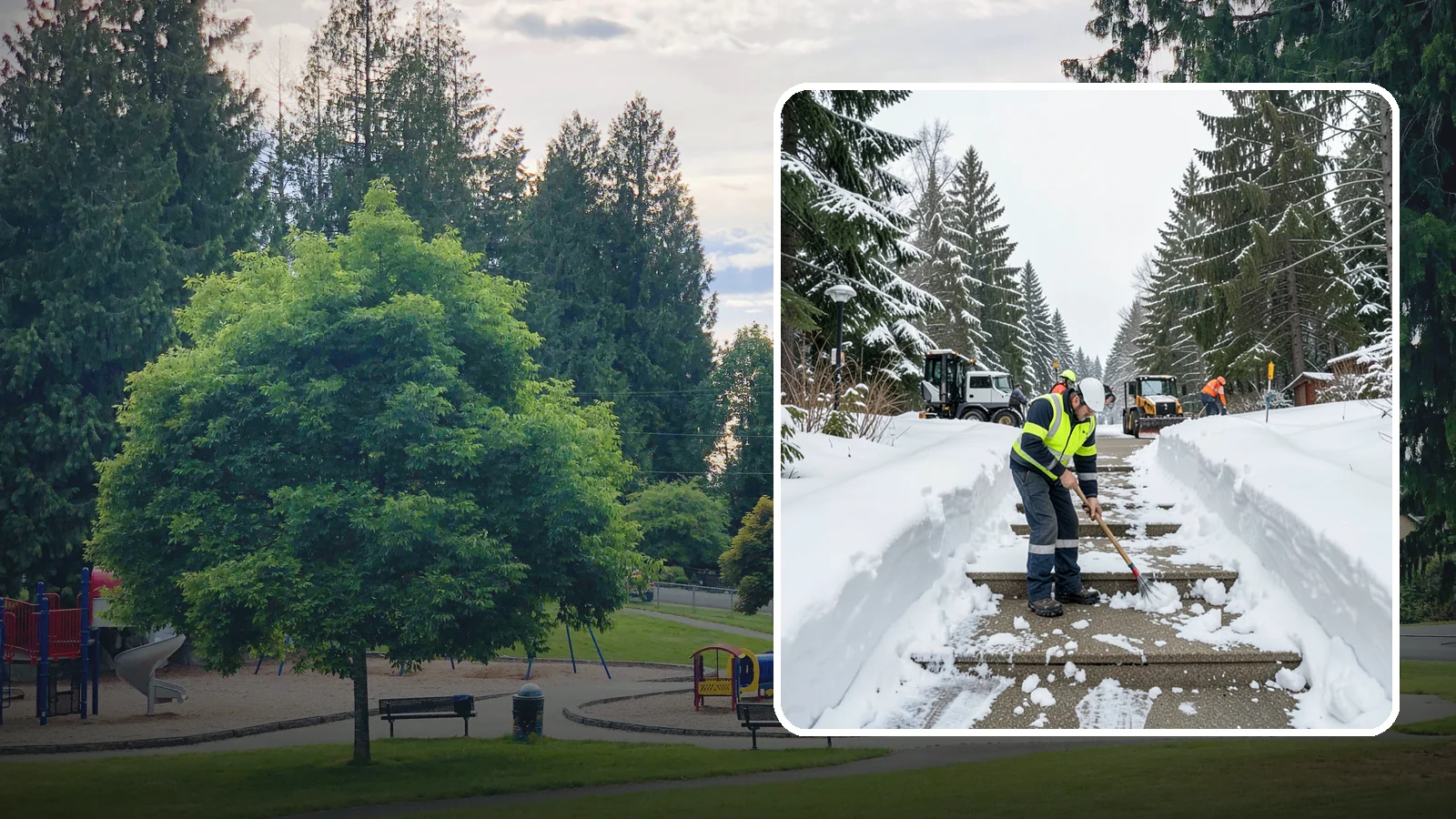 Stair Snow Removal in Bonney Lake, Pierce County, WA - We clear exterior stairs tread by tread so every step is safe underfoot after a snowfall.