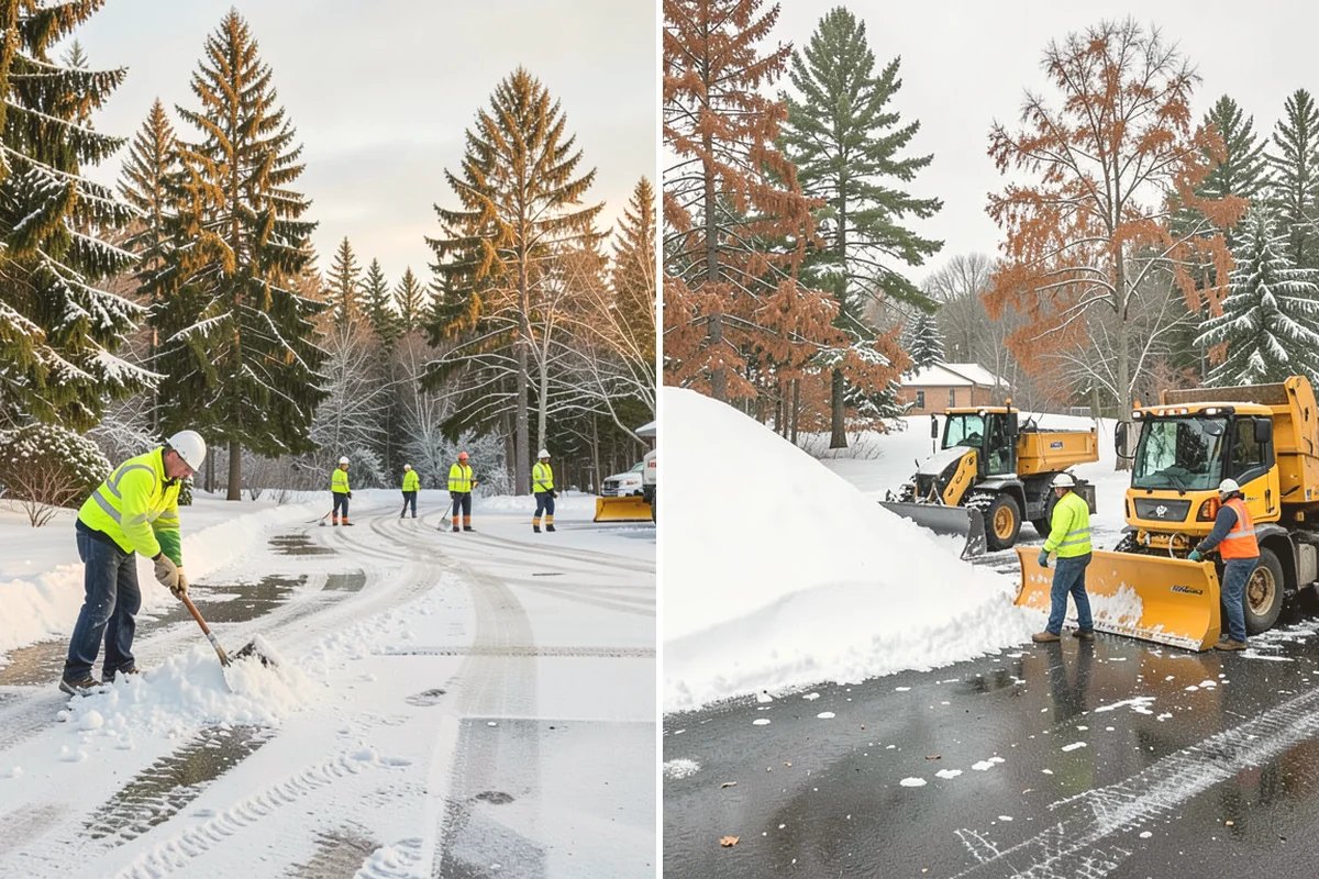 Stair Snow Removal in Bothell, King County, WA - Clear the top landing to create safe standing room