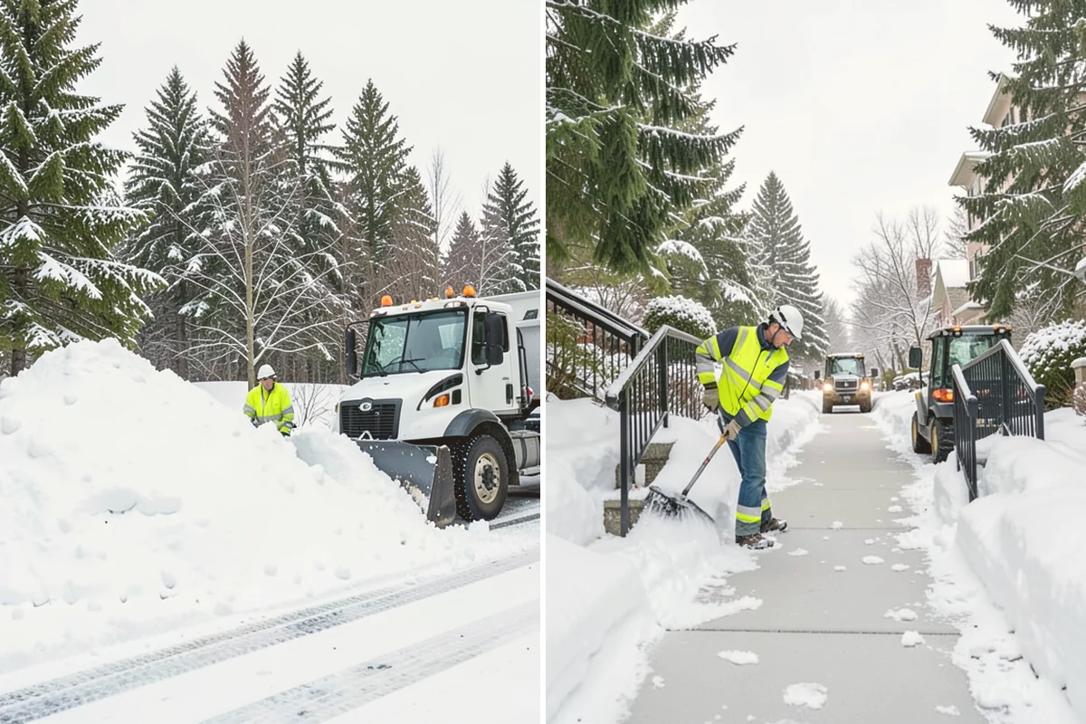 Stair Snow Removal in Brier, Snohomish County, WA - Clear the top landing to create safe standing room