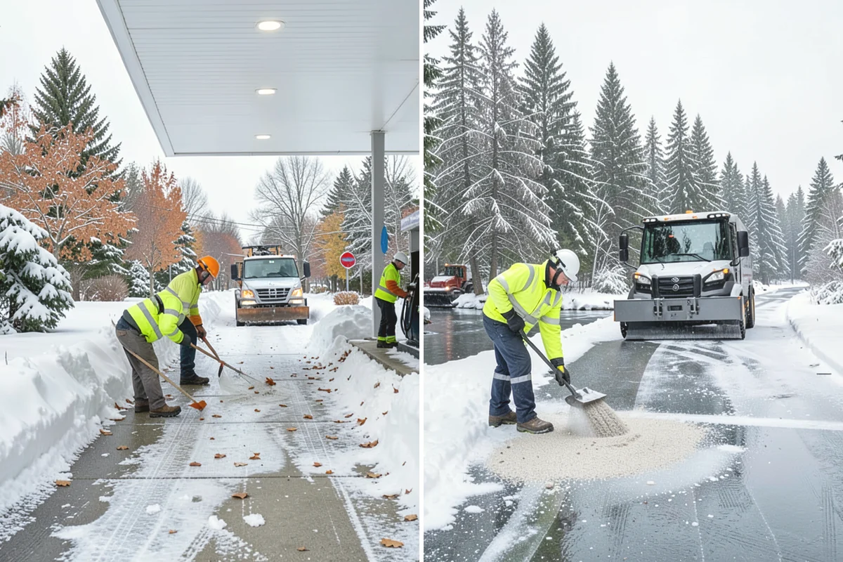 Stair Snow Removal in Burien, King County, WA - Clear the top landing to create safe standing room