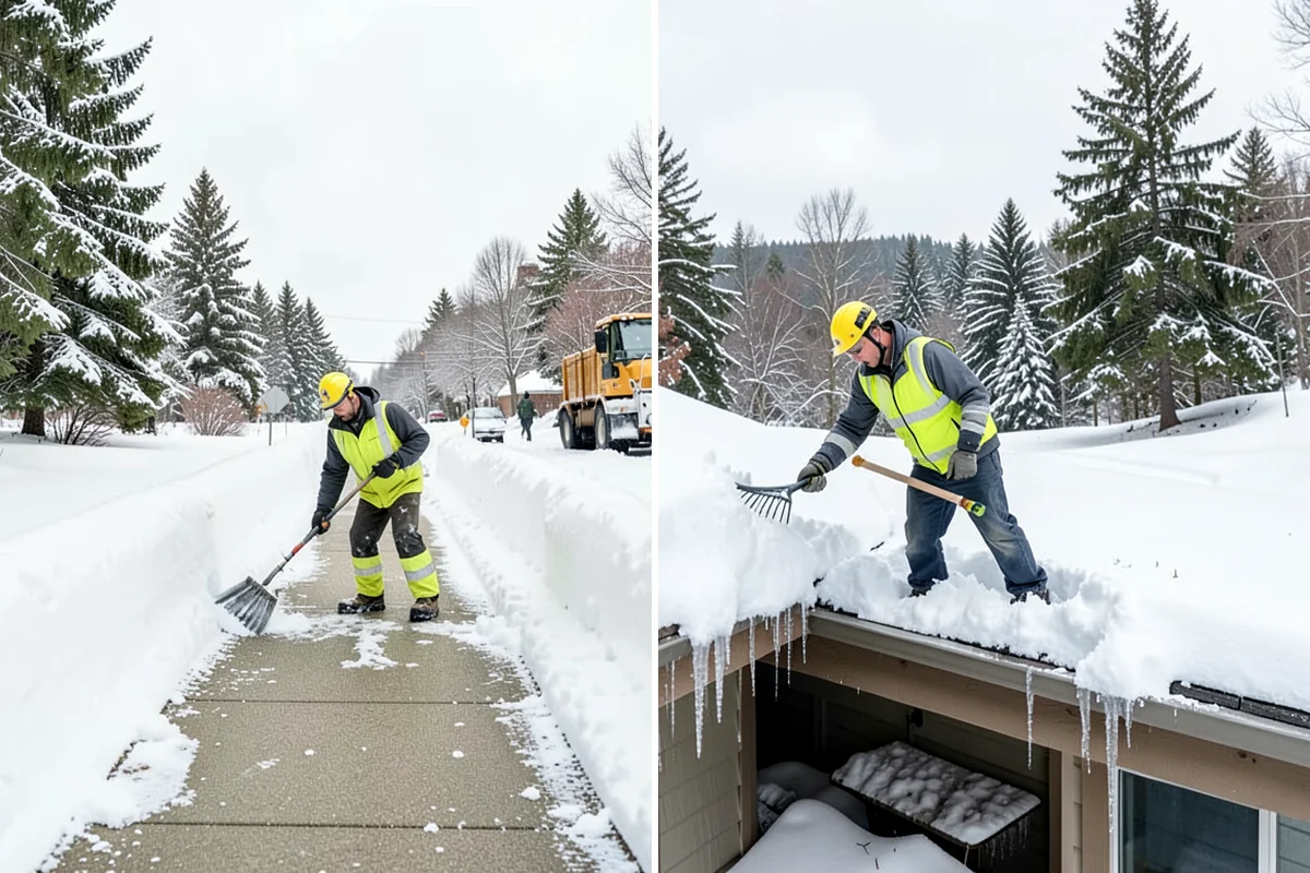 Stair Snow Removal in Clyde Hill, King County, WA - Clear the top landing to create safe standing room