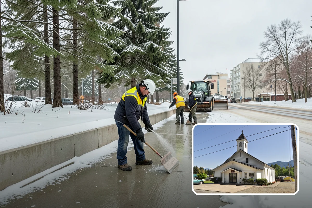 Stair Snow Removal in Concrete, Skagit County, WA - Exposes every step edge for confident footing