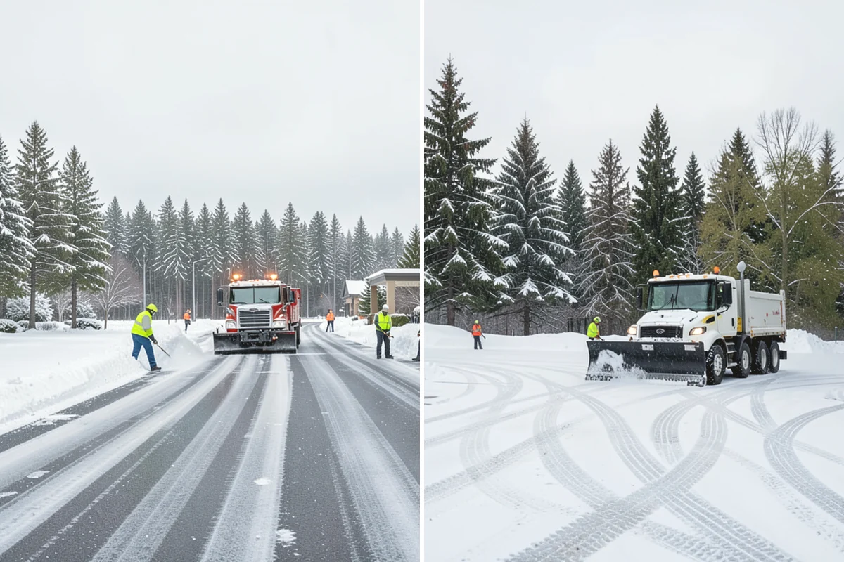Stair Snow Removal in Covington, King County, WA - Clear the top landing to create safe standing room