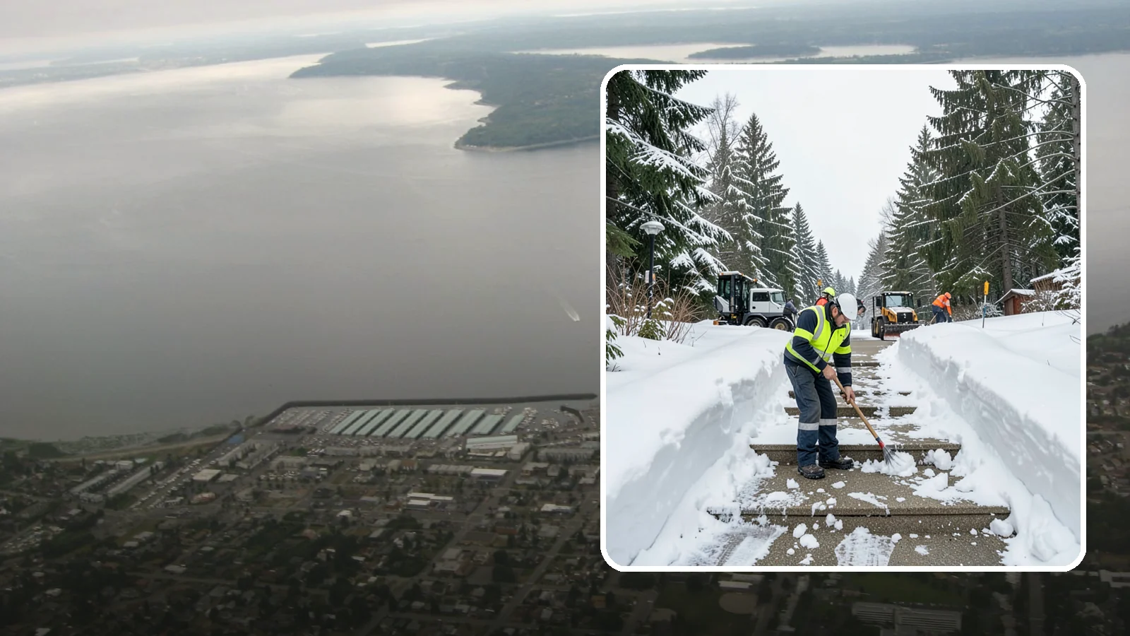 Stair Snow Removal in Des Moines, King County, WA - We clear exterior stairs tread by tread so every step is safe underfoot after a snowfall.