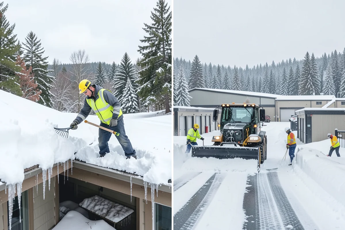 Stair Snow Removal in Des Moines, King County, WA - Clear the top landing to create safe standing room