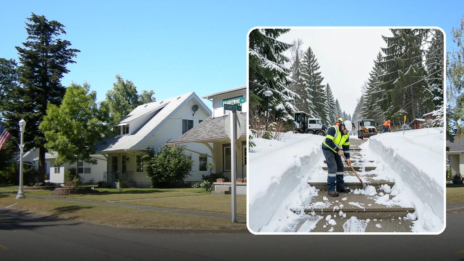 Stair Snow Removal in DuPont, Pierce County, WA - We clear exterior stairs tread by tread so every step is safe underfoot after a snowfall.
