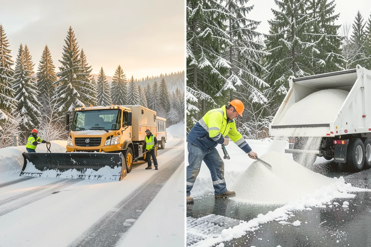 Stair Snow Removal in Eatonville, Pierce County, WA - Clear the top landing to create safe standing room