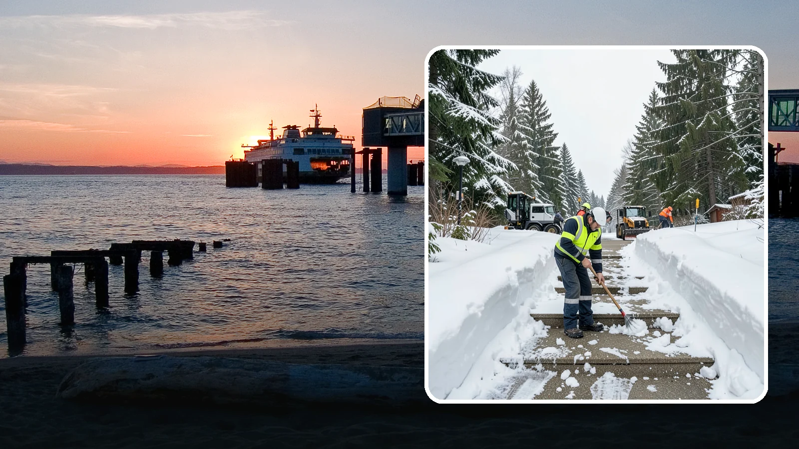 Stair Snow Removal in Edmonds, Snohomish County, WA - We clear exterior stairs tread by tread so every step is safe underfoot after a snowfall.