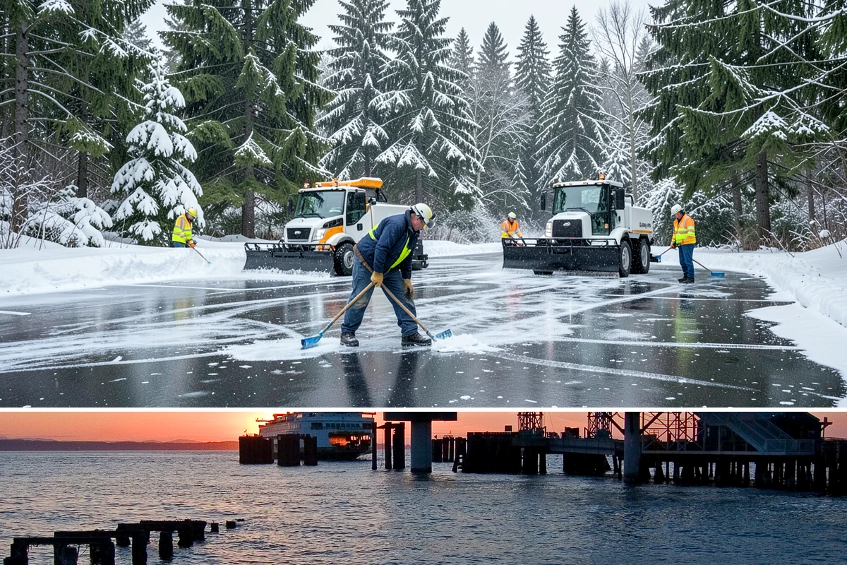 Stair Snow Removal in Edmonds, Snohomish County, WA - Stairs demand clearing from the first snowfall through late-winter mornings when melt refreezes into invisible glaze on each...