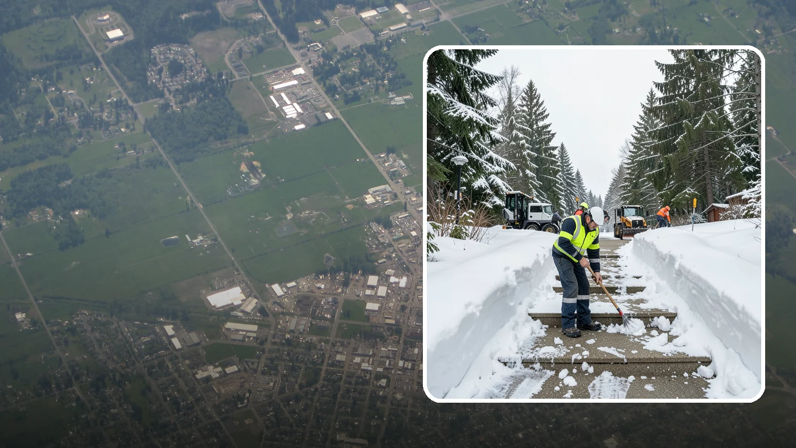 Stair Snow Removal in Enumclaw, King County, WA - We clear exterior stairs tread by tread so every step is safe underfoot after a snowfall.