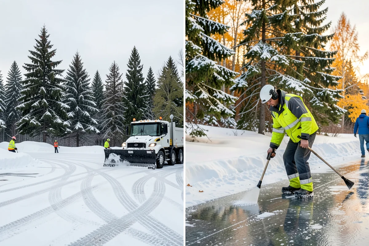 Stair Snow Removal in Everett, Snohomish County, WA - Clear the top landing to create safe standing room