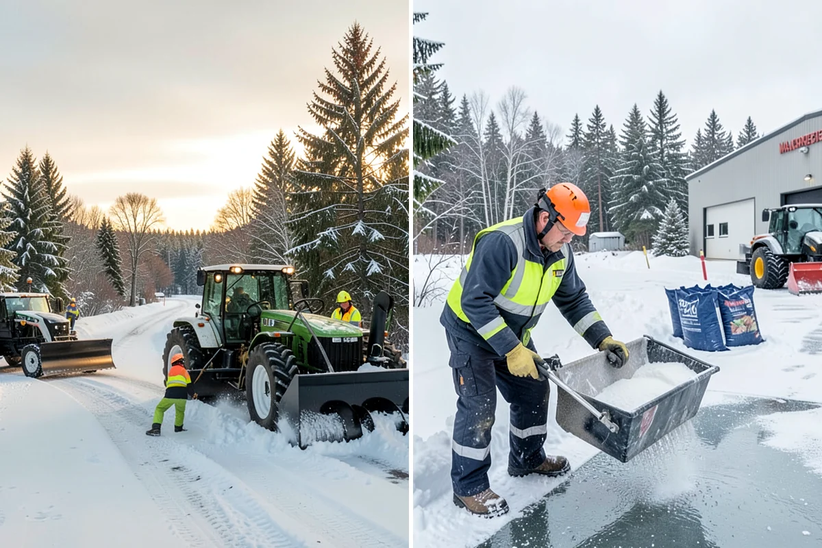 Stair Snow Removal in Federal Way, King County, WA - Clear the top landing to create safe standing room