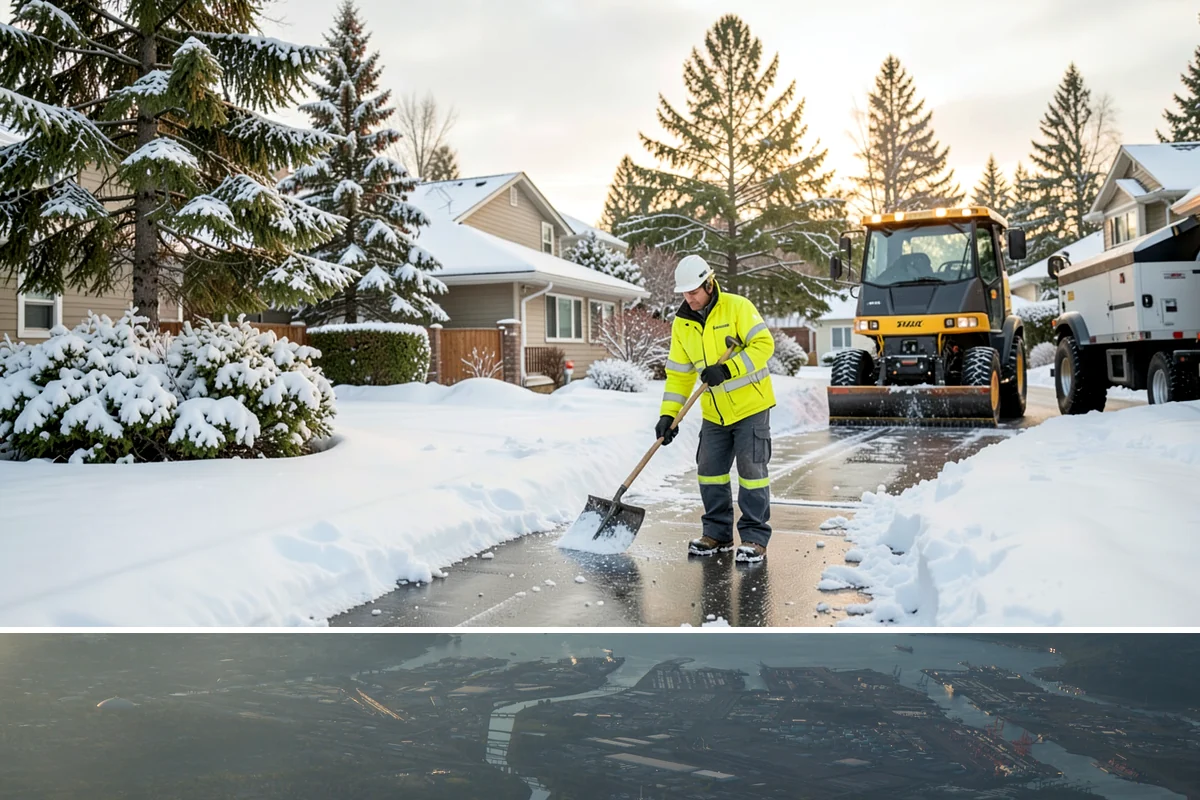 Stair Snow Removal in Fife, Pierce County, WA - Stairs demand clearing from the first snowfall through late-winter mornings when melt refreezes into invisible glaze on each...