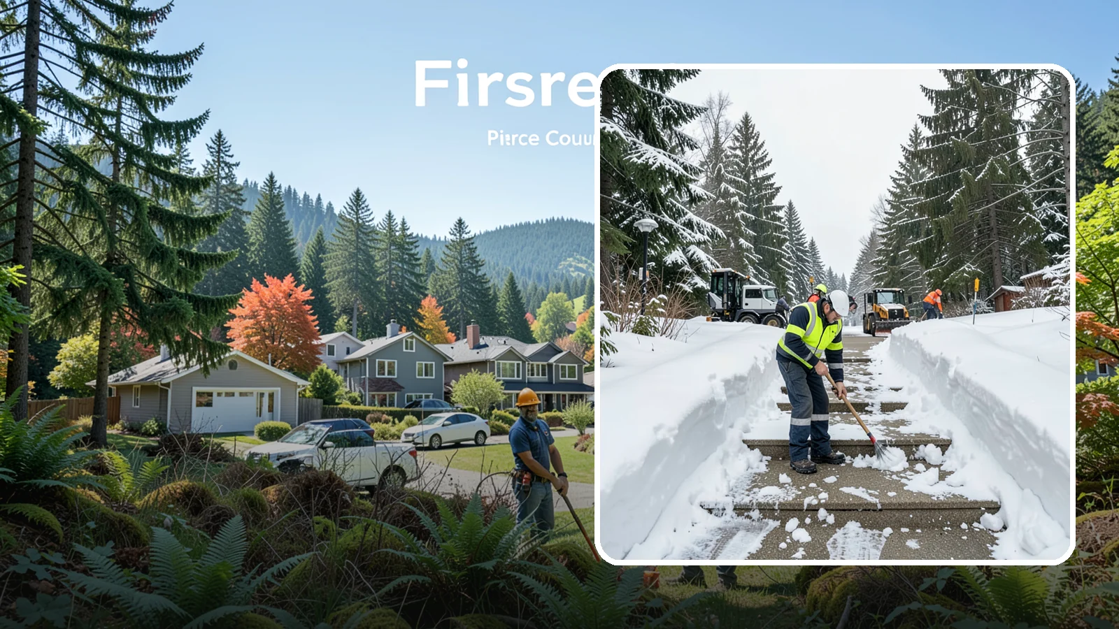 Stair Snow Removal in Fircrest, Pierce County, WA - We clear exterior stairs tread by tread so every step is safe underfoot after a snowfall.