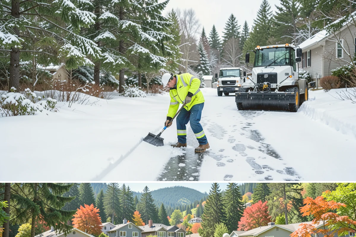 Stair Snow Removal in Fircrest, Pierce County, WA - Stairs demand clearing from the first snowfall through late-winter mornings when melt refreezes into invisible glaze on each...