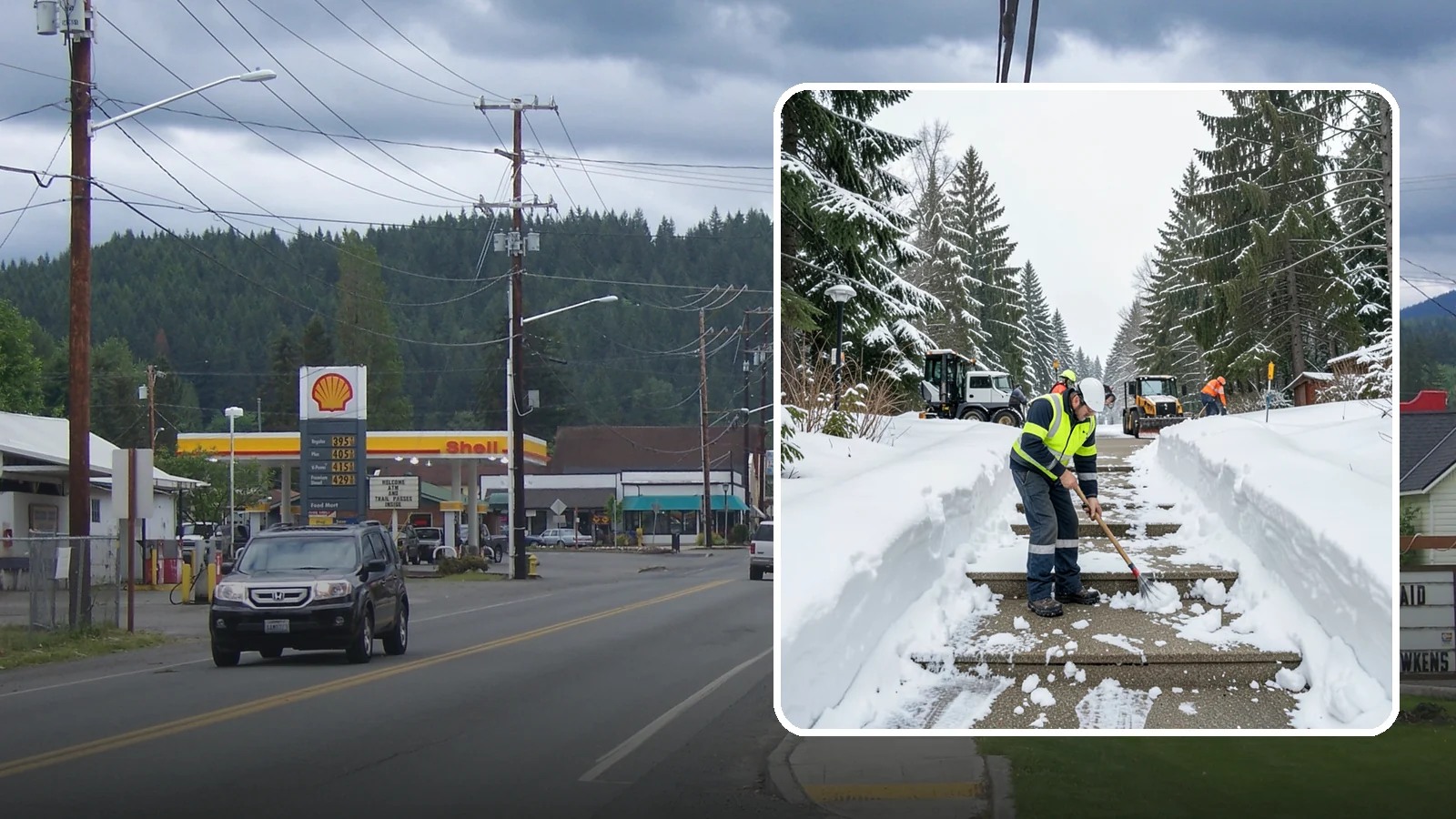 Stair Snow Removal in Granite Falls, Snohomish County, WA - We clear exterior stairs tread by tread so every step is safe underfoot after a snowfall.