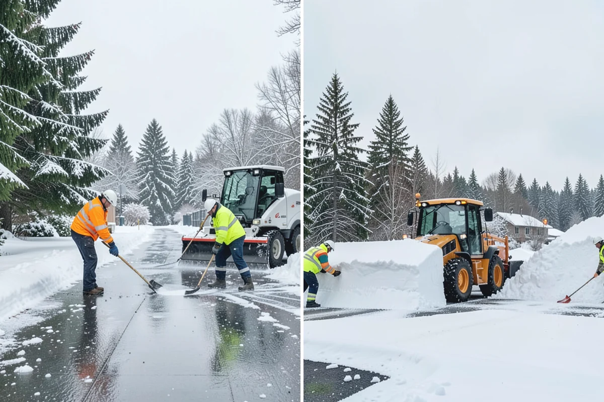 Stair Snow Removal in Granite Falls, Snohomish County, WA - Clear the top landing to create safe standing room