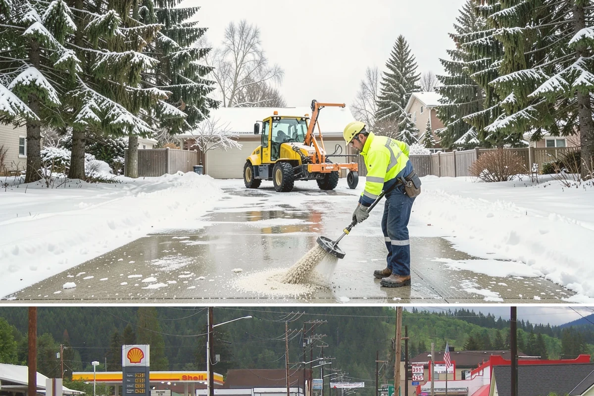 Stair Snow Removal in Granite Falls, Snohomish County, WA - Stairs demand clearing from the first snowfall through late-winter mornings when melt refreezes into invisible glaze on each...