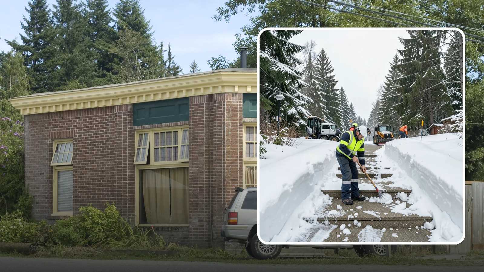 Stair Snow Removal in Hamilton, Skagit County, WA - We clear exterior stairs tread by tread so every step is safe underfoot after a snowfall.