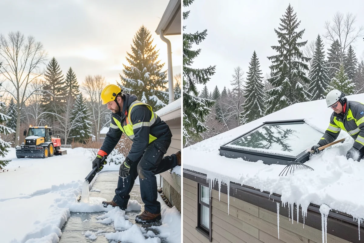 Stair Snow Removal in Hamilton, Skagit County, WA - Clear the top landing to create safe standing room