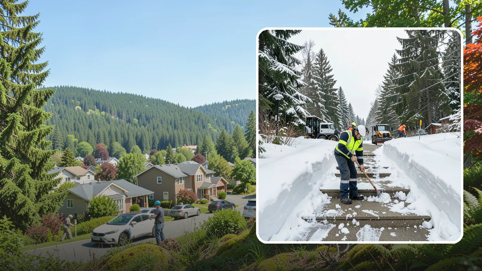 Stair Snow Removal in Index, Snohomish County, WA - We clear exterior stairs tread by tread so every step is safe underfoot after a snowfall.