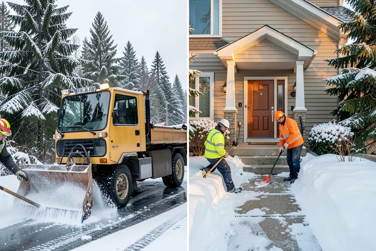 Stair Snow Removal in Kenmore, King County, WA - Clear the top landing to create safe standing room