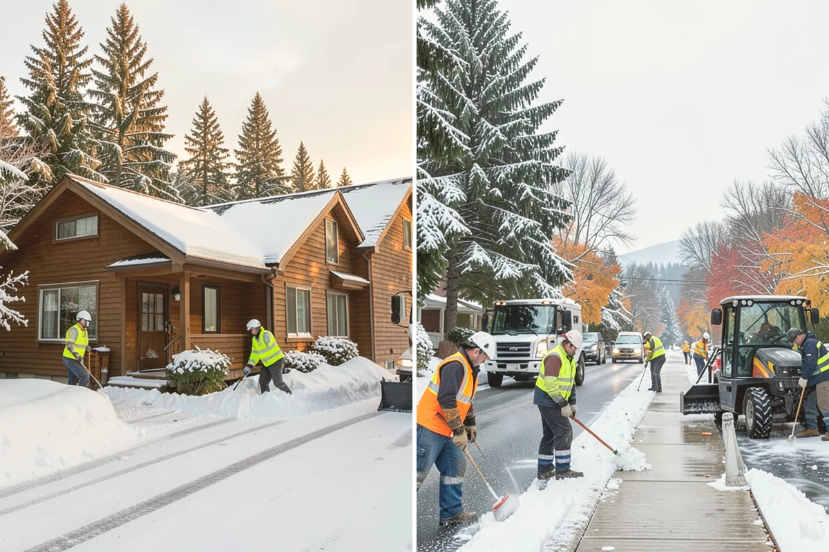 Stair Snow Removal in Kent, King County, WA - Clear the top landing to create safe standing room